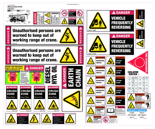 STICKER SET - ARTICULATED CRANE - 580 X 730MM