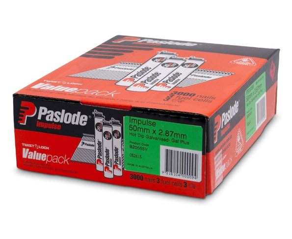 PASLODE IMP 50X2.87MM  SMOOTH HOT DIPPED GALV (3000/BOX) FOR FRAMEMASTER-LI POWERVENT