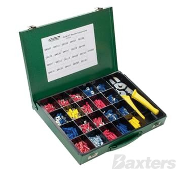 CRIMP TERMINAL KIT 635 PIECES 20 TYPES + PLIERS IN METAL CASE