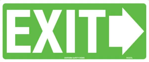 EXIT (W/ RIGHT ARROW) - METAL - 350 X 145MM - LUMINOUS