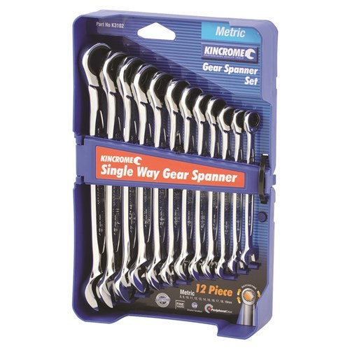 KINCROME K3102 RATCHET RING O/E ONE WAY SPANNER SET 12PCE