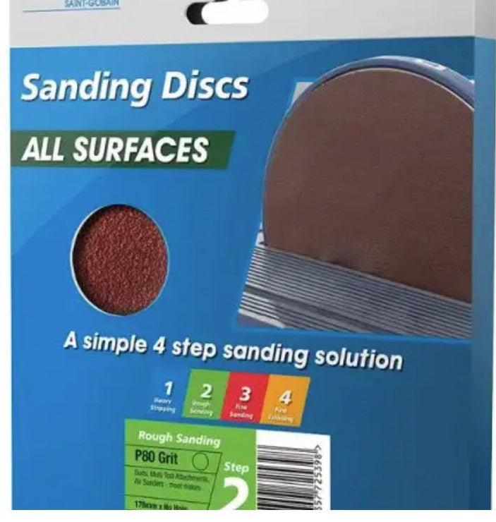 NORTON SPEEDGRIP DISC 125MM X 8H STEP 2 P80 GRIT - 5 PACK