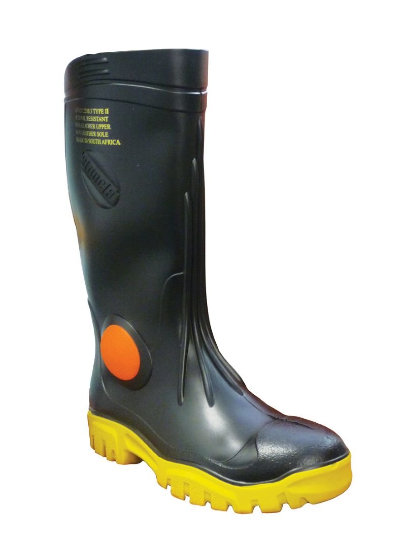 GUMBOOT W/SAFETY TOE BLACK/YELLOW SIZE 6