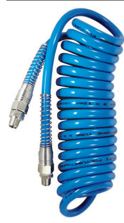 10 X 6.5 X 3MTR POLYURATHANE SPIRAL HOSE 1/4 BSP SWIVEL END ( BLUE )