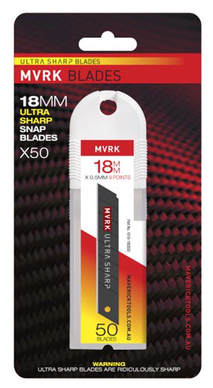 MVRK ULTRA SHARP 18MM SNAP BLADES 50 PACK