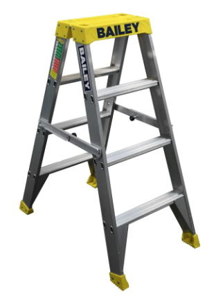 BAILEY 4-STEP 1.2M ALUMINIUM DOUBLE SIDED STEP LADDER