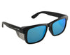 SAFETY GLASSES FRONTSIDE POLARISED BLUE REVO LENS WITH BLACK FRAME