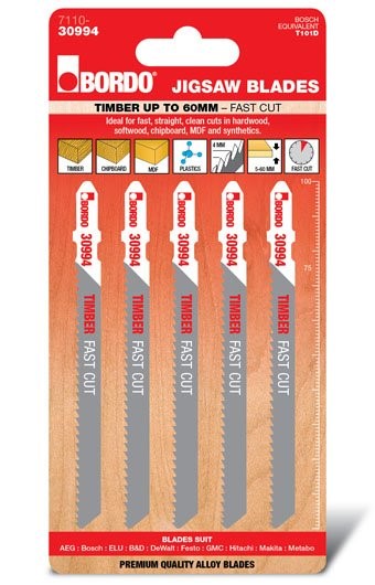 JIG SAW HCS T-SHANK FAST CUT 100MM TIMBER 5 PK