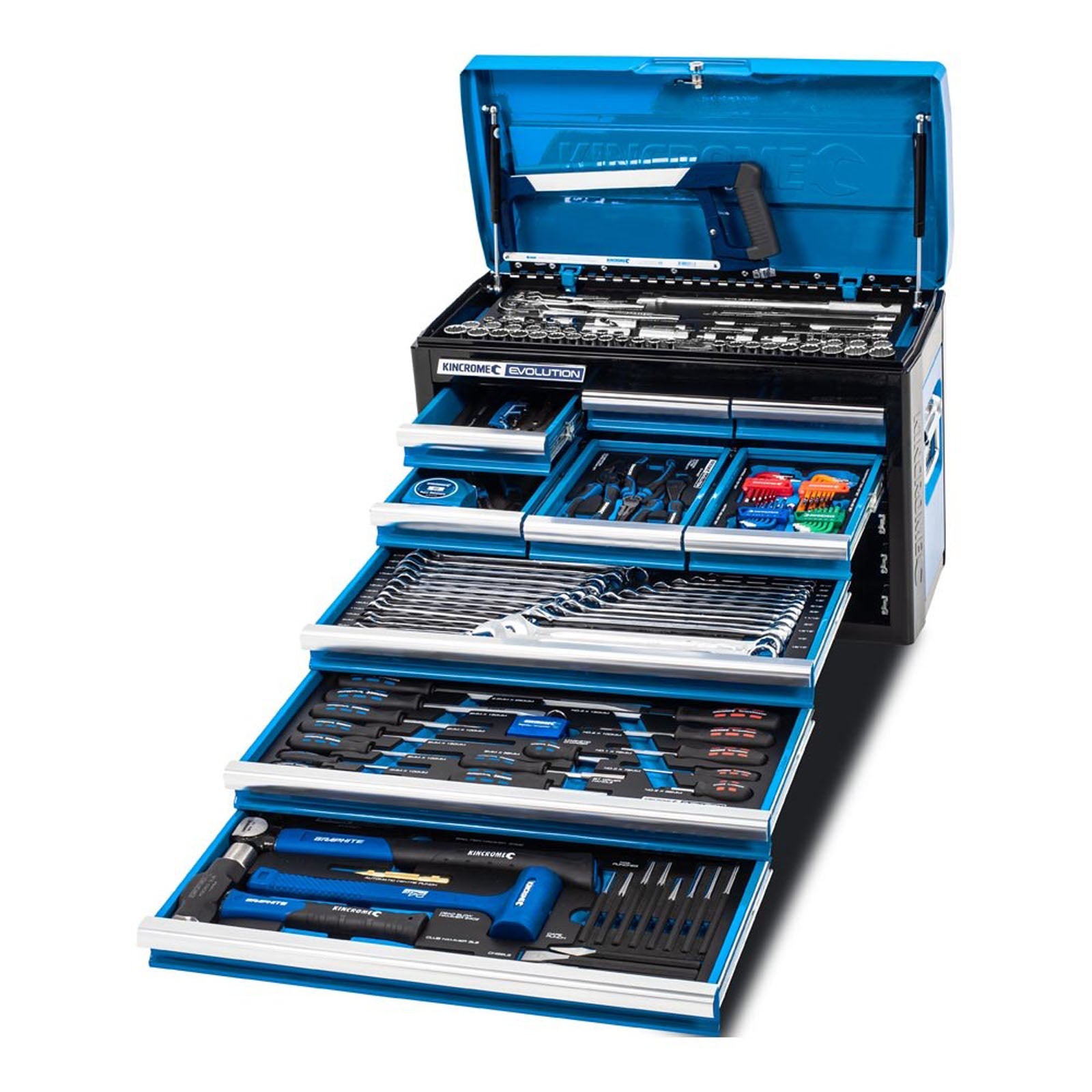 KINCROME K1215 EVOLUTION TOOL CHEST KIT 172 PIECE 9 DRAWER 1/4, 3/8 & 1/2