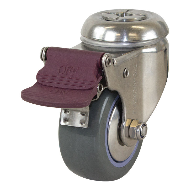 75MM POLY NYLON WHEEL SWIVEL BRAKE 80KG CAPACITY STAINLESS STEEL CASTOR