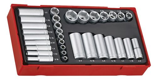 TENG TTAF32 32 PC 1/4" & 3/8" DR SOCKET SET TC-TRAY