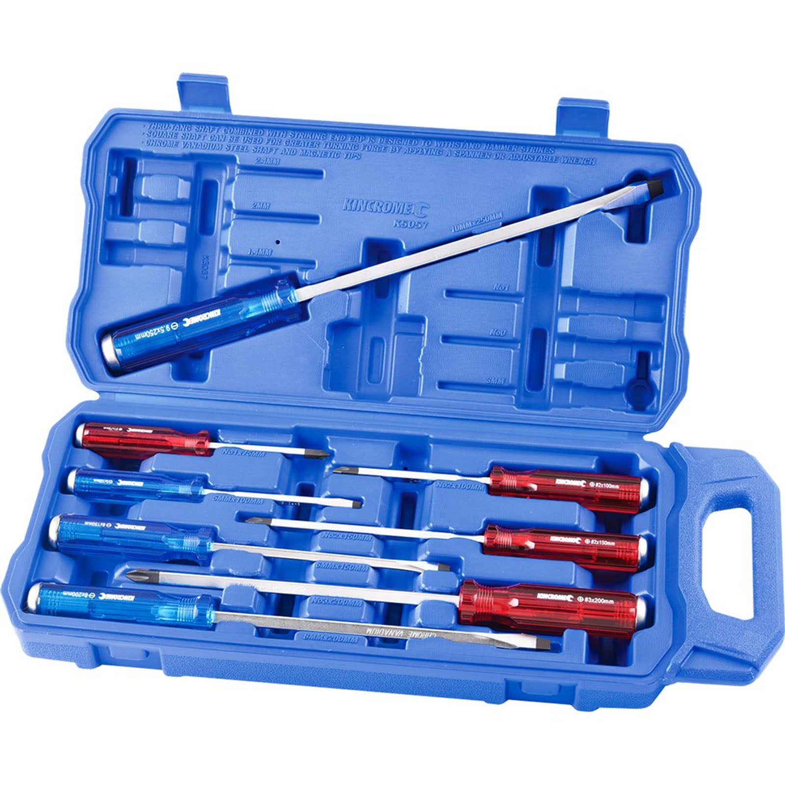 KINCROME K5057 SCREWDRIVER SET THRU TANG 8PC