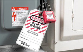 DANGER "DO NOT OPERATE" LOCKOUT TAG WHITE/RED/BLACK - 12-PACK