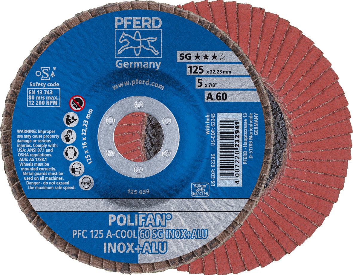 FLAP DISC PFERD PFC 125 A-COOL 60 SG INOX-ALU