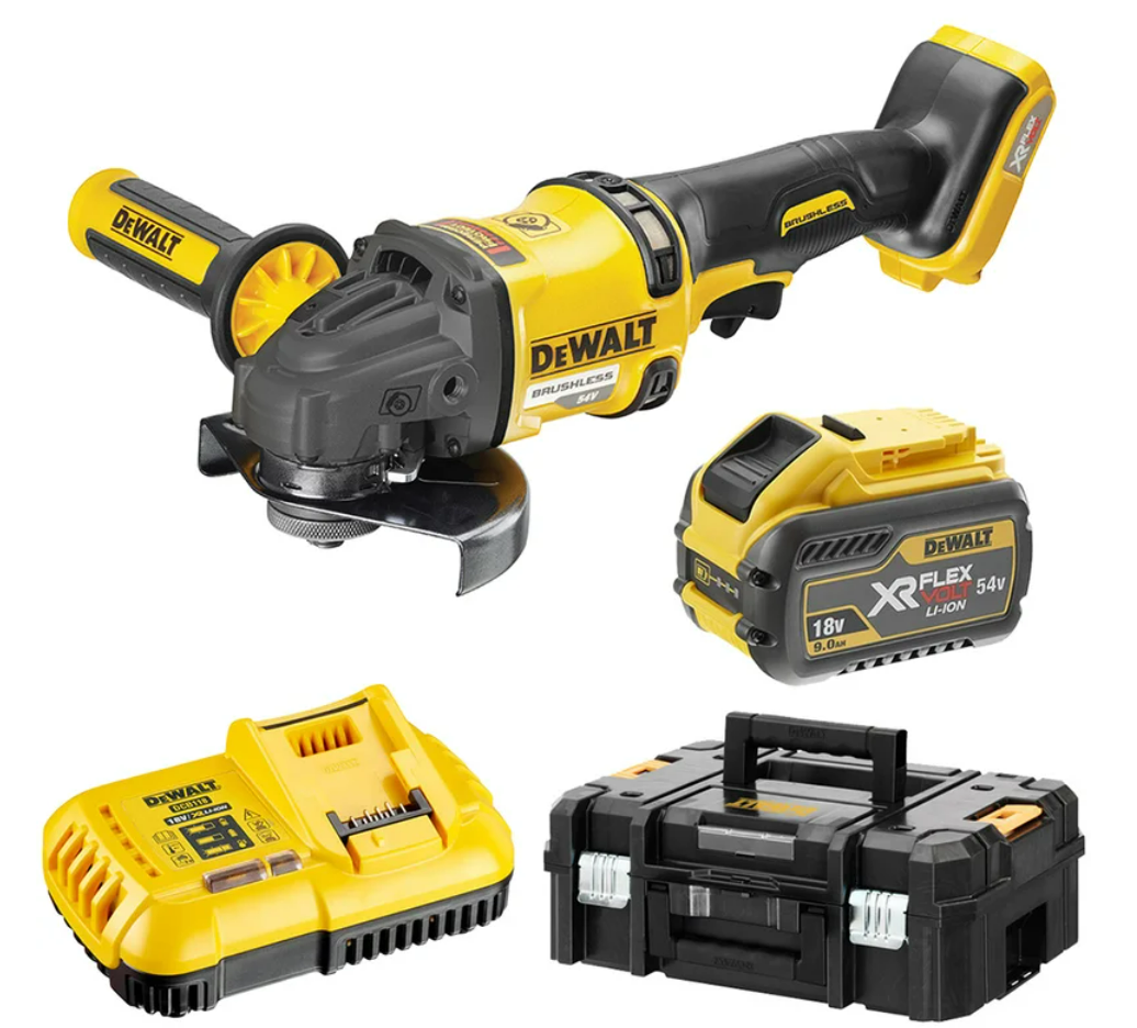 DEWALT DCG418X1-XE 54V 125MM BRUSHLESS 1 X 9.0AH ANGLE GRINDER KIT DCG418X1-XE