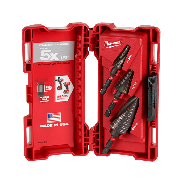 MILWAUKEE 3PC SHOCKWAVE METRIC STEP DRILL BIT SET