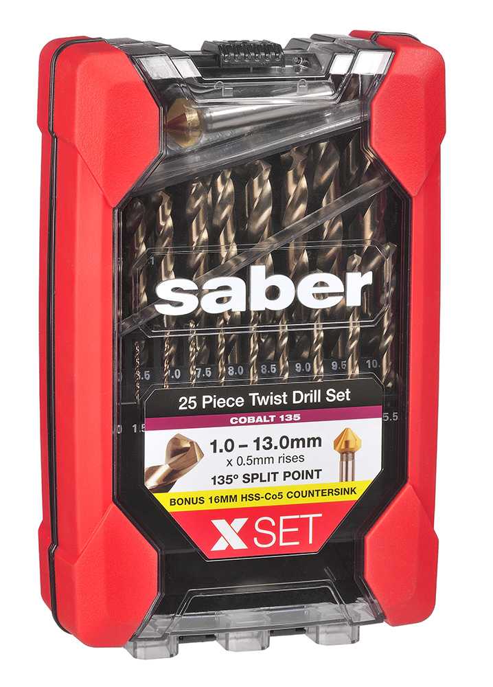 Saber X-SET HSS-Co5 (Cobalt) Metric Twist Drill Set with BONUS Countersink