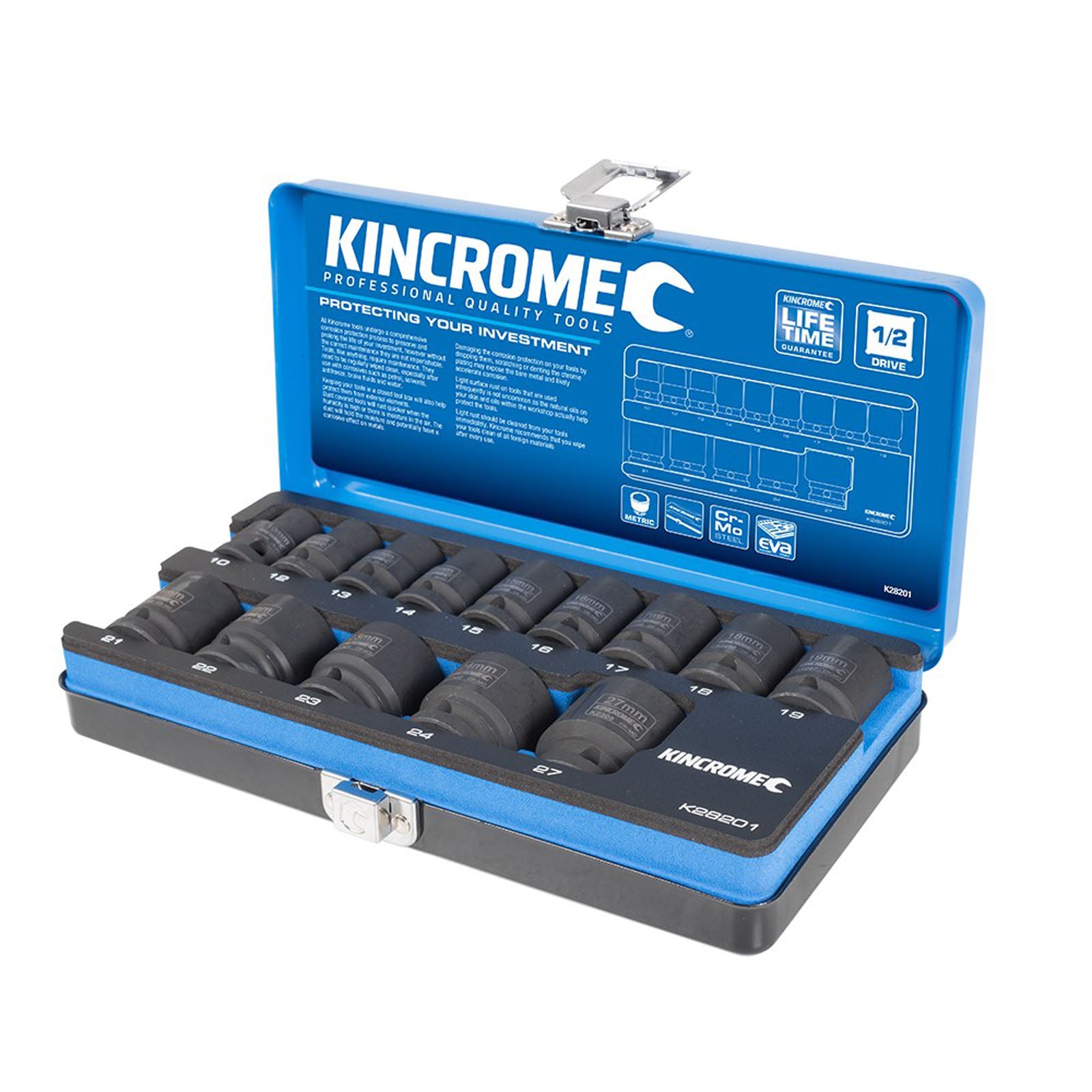 KINCROME K28201 IMPACT SOCKET SET 14 PIECE 1/2" DRIVE - METRIC