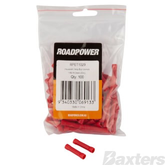 BUTT TERMINALS (JOINERS) INSULATED RED 2 - 3MM [PACK OF 100]