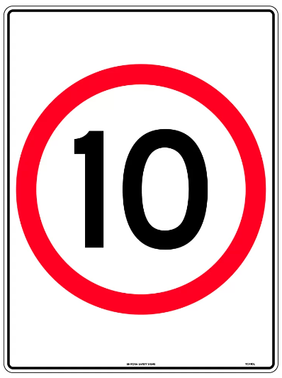 10KM SPEED RESTRICTION IN ROUND - 600 X 400MM - METAL