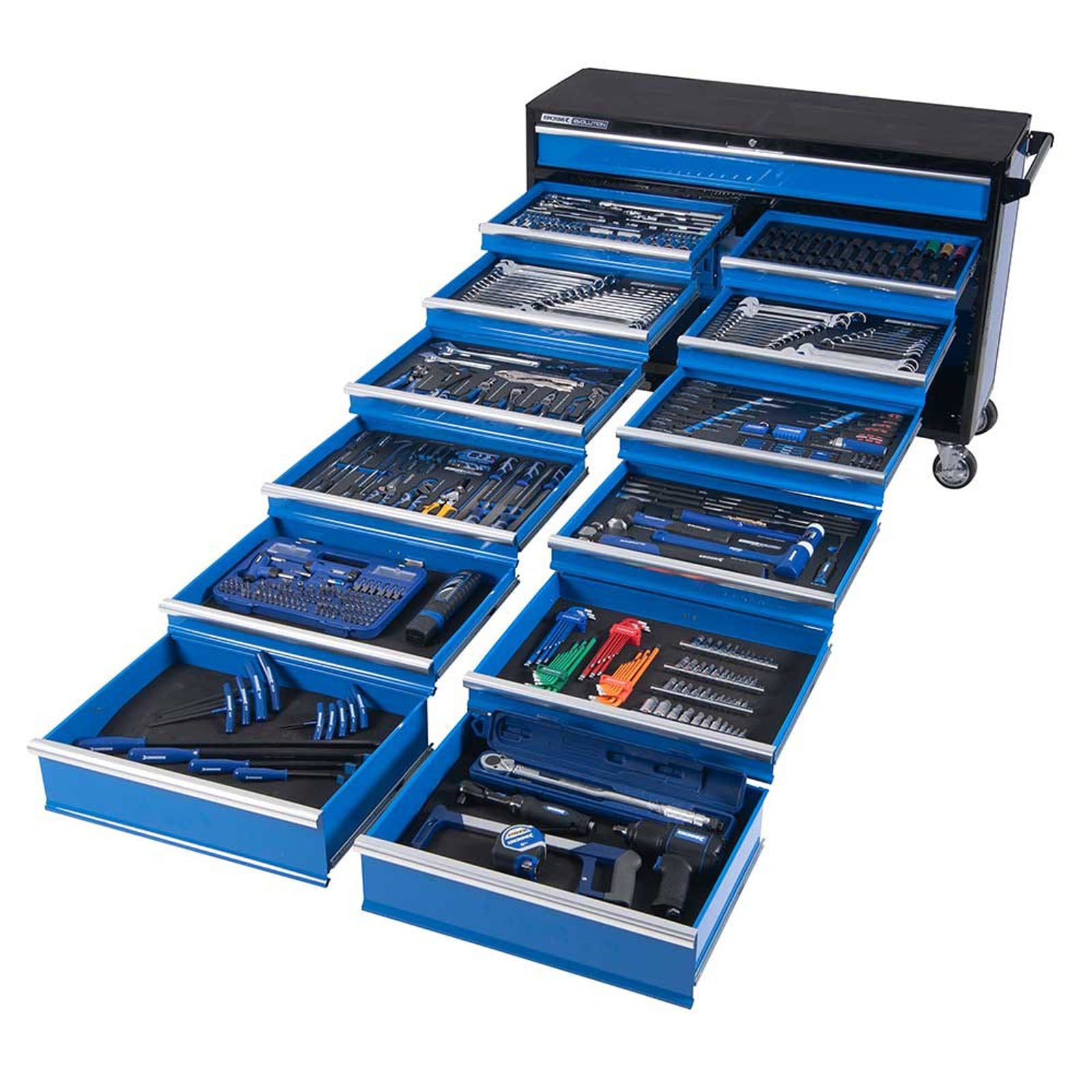 KINCROME K1232 EVOLUTION TOOL TROLLEY 557 PIECE 13 DRAWER EXTRA WIDE 1/4, 3