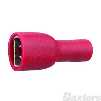 FEMALE BLADE TERMINALS (PUSH ON) FULLY INSULATED RED 6.4 X 0