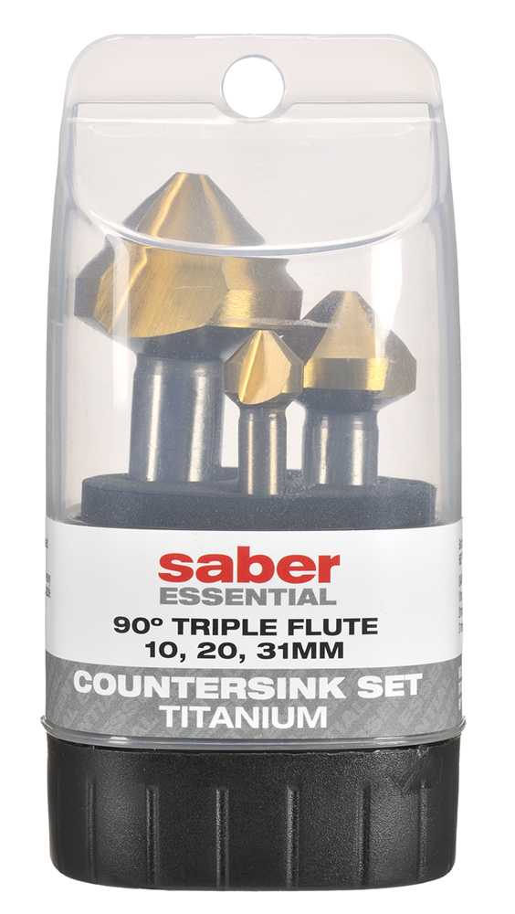 SABER ESSENTIAL 3 PC 90 DEGREE 3 FLUTE COUNTERSINK SET TIN COATED