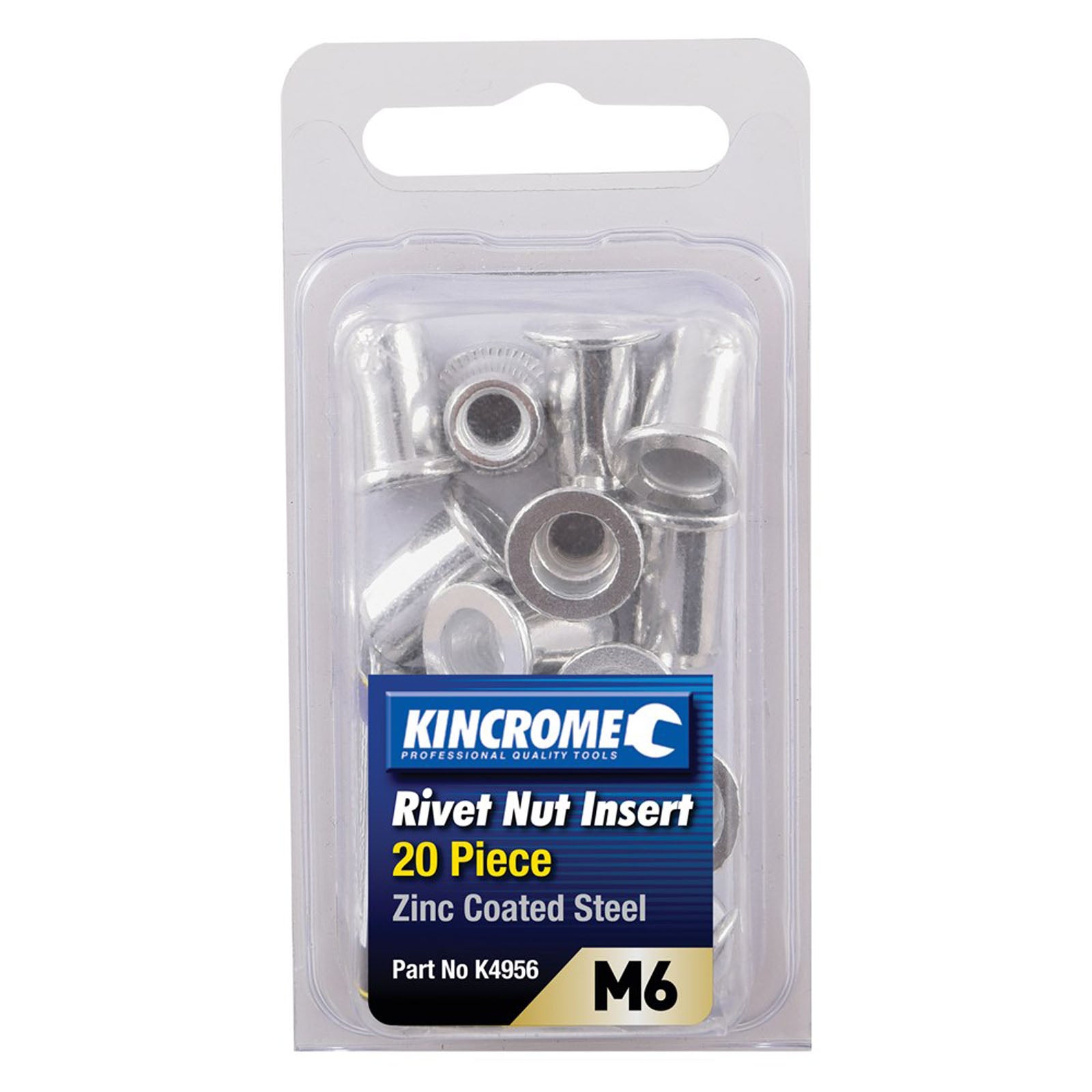 KINCROME K4956 NUTSERT ZINC STEEL M6 20 PIECE