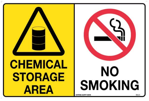 CHEMICAL STORAGE AREA/NO SMOKING - METAL - 450 X 300MM