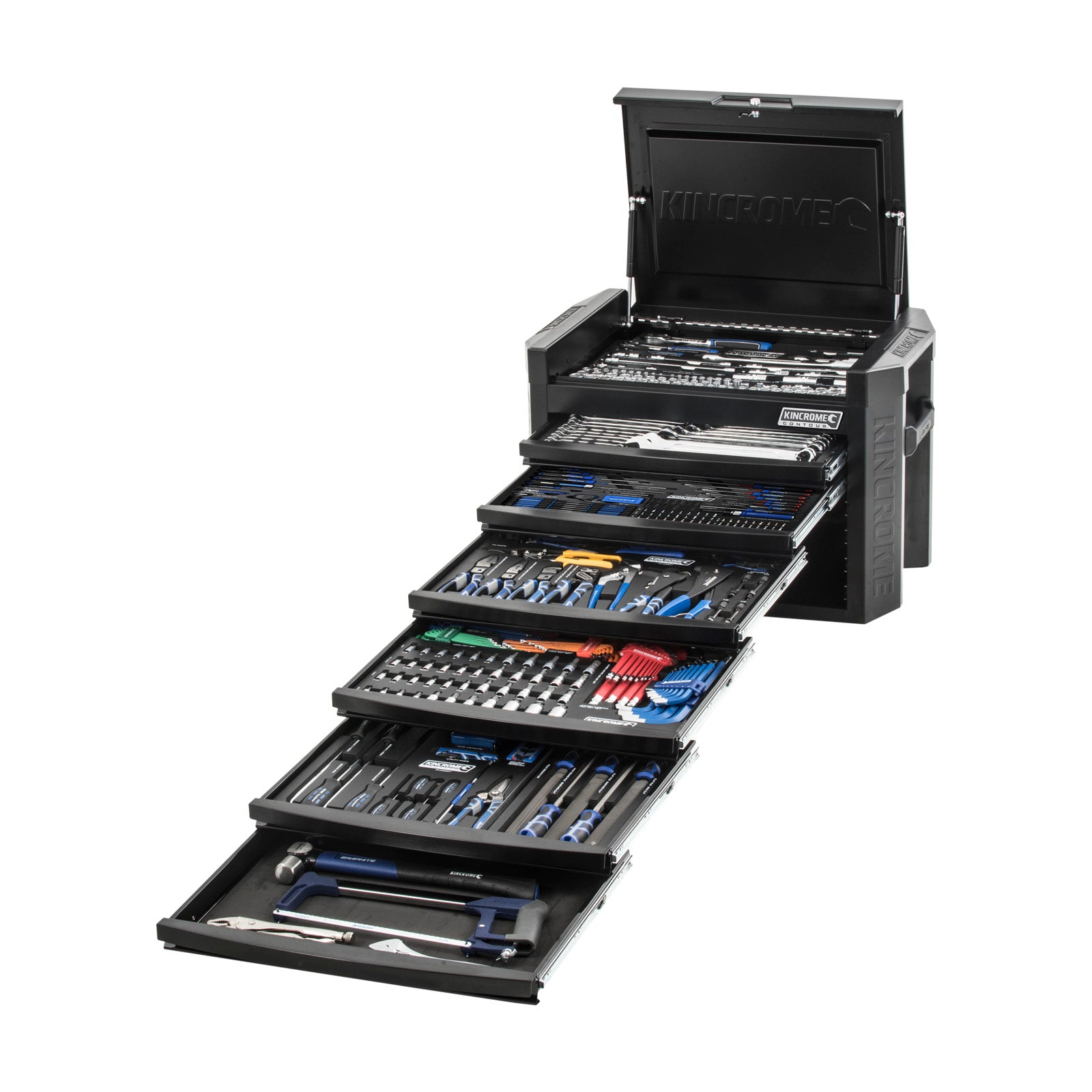 KINCROME K1597MB CONTOUR TOOL CHEST 403 PIECE 1/4, 3/8 & 1/2" DRIVE - BLACK