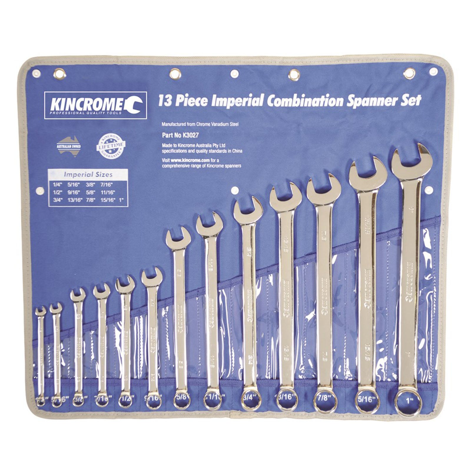 KINCROME K3027 SPANNER SET COMBINATION 13 PIECE IMPERIAL