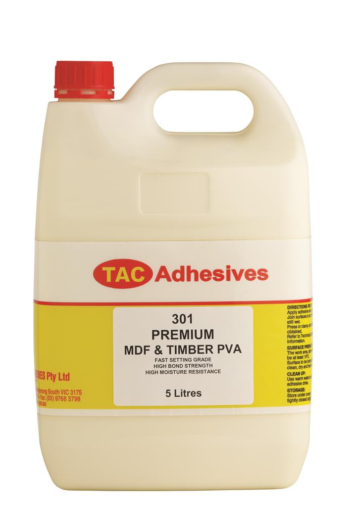 TAC 301 MDF AND TIMBER PVA GLUE 5L