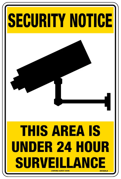 SECURITY NOTICE THIS AREA IS UNDER 24 HR SURVEILLANCE - 450 X 300MM - METAL