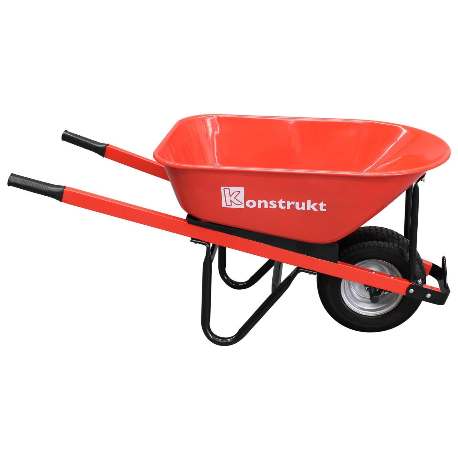 RED KONSTRUCT WHEELBARROW - STEEL TUB 100L PNEUMATIC WHEEL