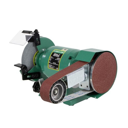 ABBOTT AND ASHBY BENCH GRINDER WITH LINISHING ATTACHMENT