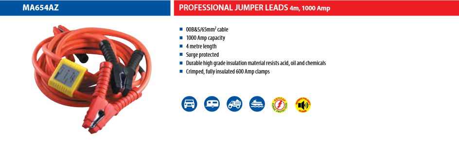 MATSON JUMPER LEADS 4M SURGE PROTECTED 1000AMP CAPACITY