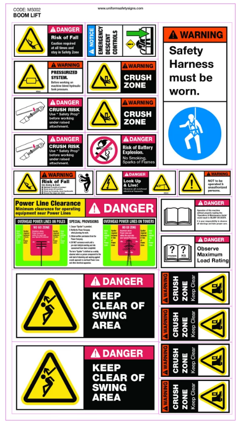 STICKER SET - BOOM LIFT 315 X 585MM