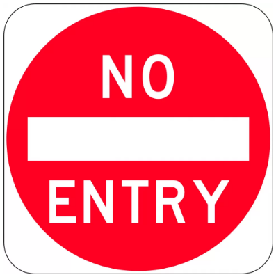 NO ENTRY AND SYMBOL - ALUMINIUM - 600 X 600MM - CL1