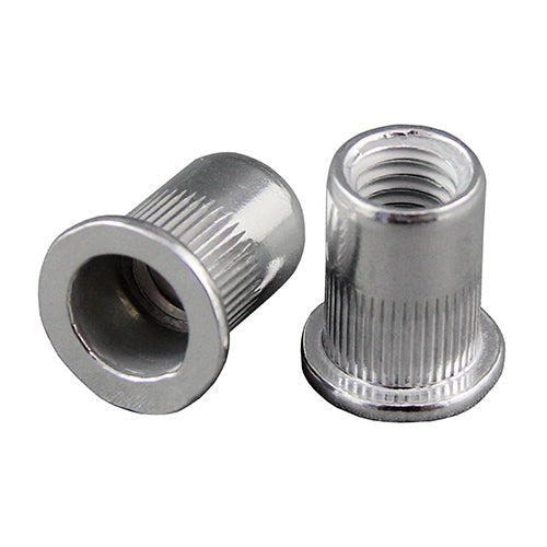 NUTSERT RIBBED LARGE FLANGE GRIP RANGE 0.7-4.2MM M6 STEEL