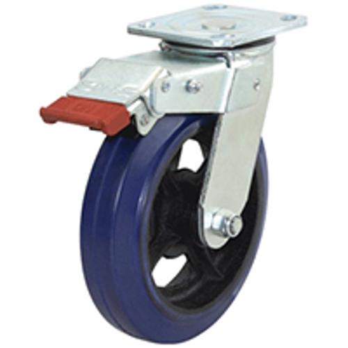 200 X 50 RUBBER CASTOR WHEEL C/W BRAKE 225KG