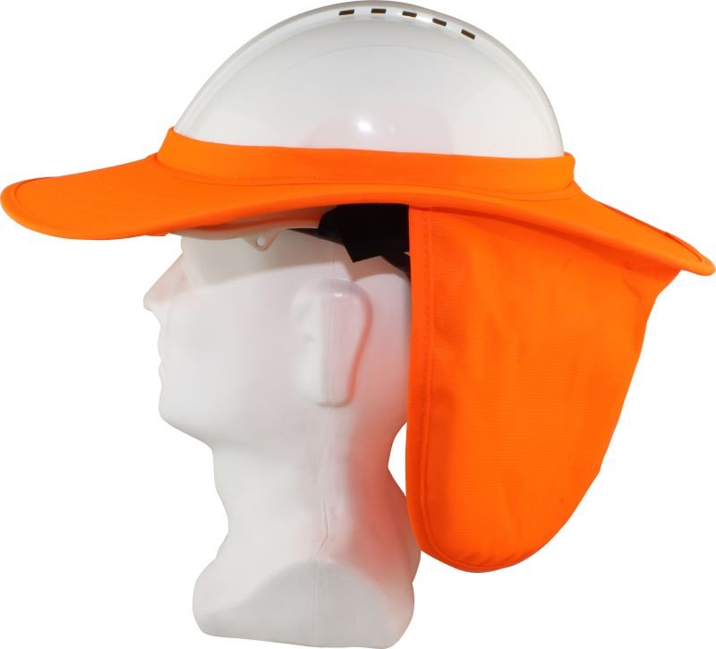 MAXISAFE HARD HAT BRIM WITH NECK FLAP ORANGE