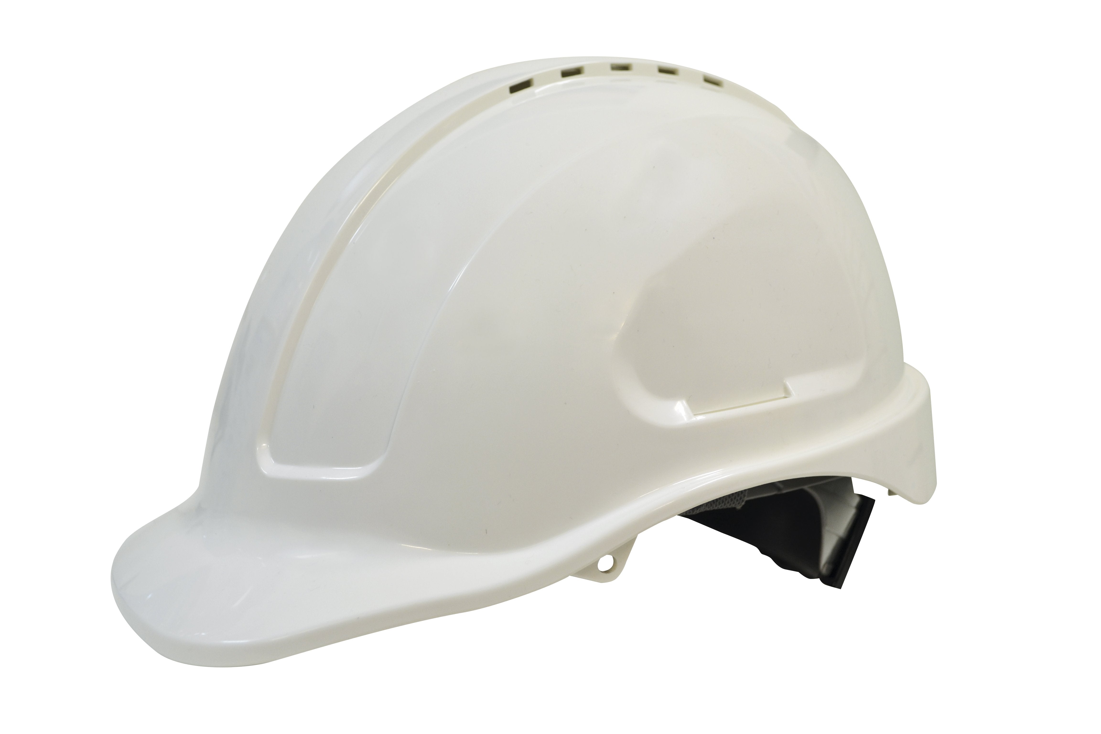 MAXISAFE WHITE VENTED HARD HAT, RATCHET HARNESS