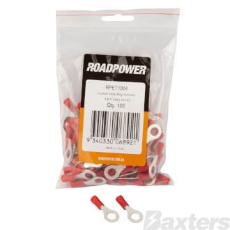 RING TERMINAL INSULATED RED 6MM [PACK OF 100]