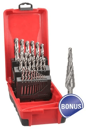 DELTA POINT DRILL SET 1-13MM 0.5 INC C/W BONUS STEP DRILL