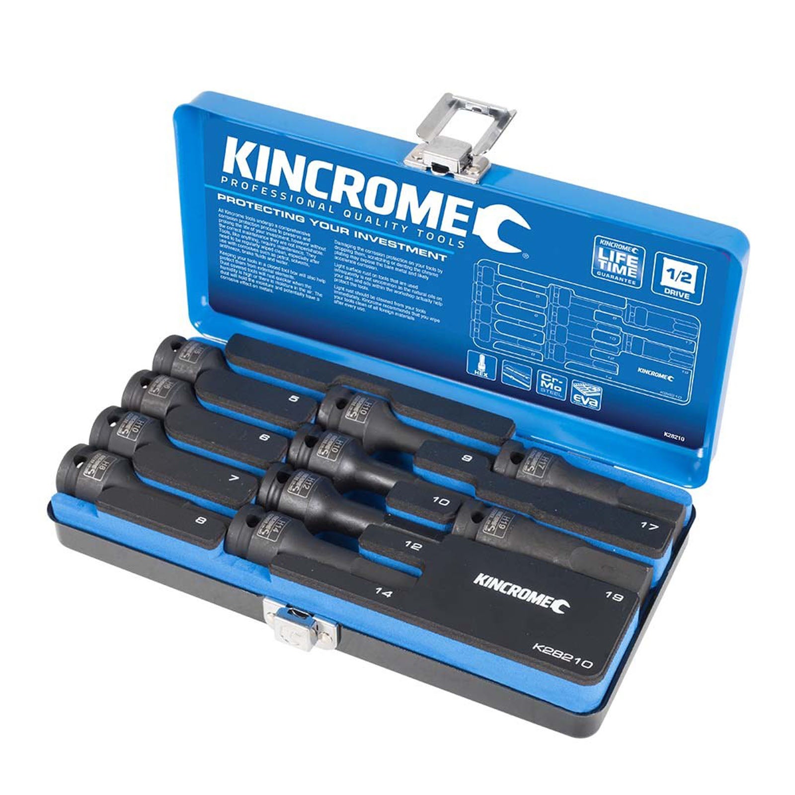 KINCROME K28210 HEX IMPACT SOCKET SET 10 PIECE 1/2" DRIVE - METRIC