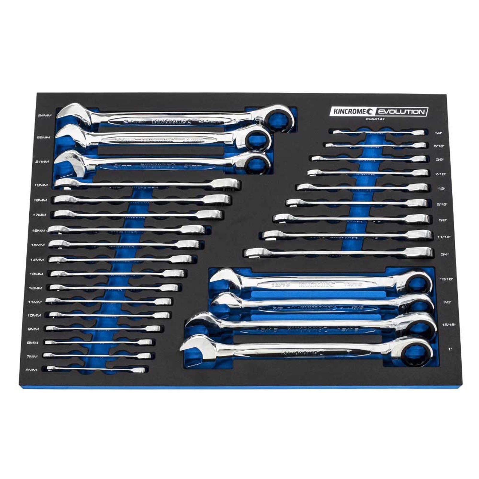 KINCROME  EVA414T EVA TRAY GEAR SPANNERS 30 PIECE