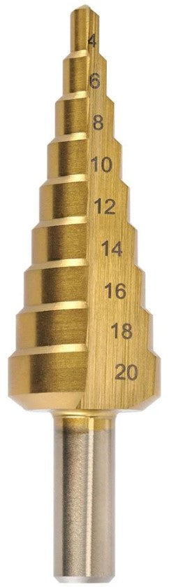 4-20 X 2MM - STEP DRILL- TITANIUM NITRIDE