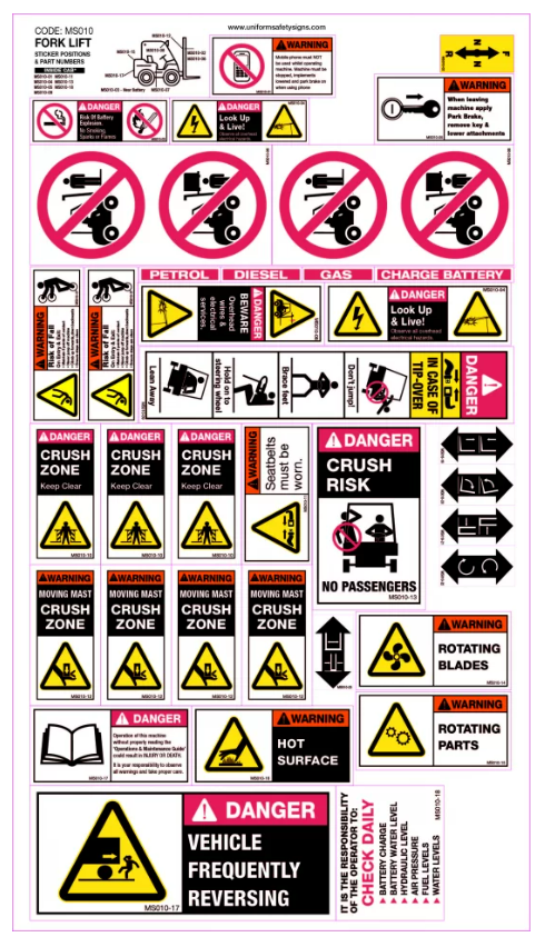 STICKER SET - FORKLIFT - 310 X 520MM