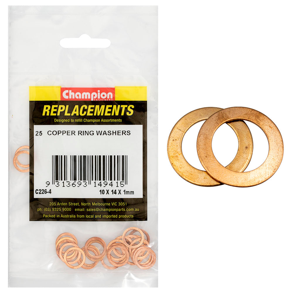 C226-1 COPPER WASHERS 6 X 10 X 1MM PACK 25