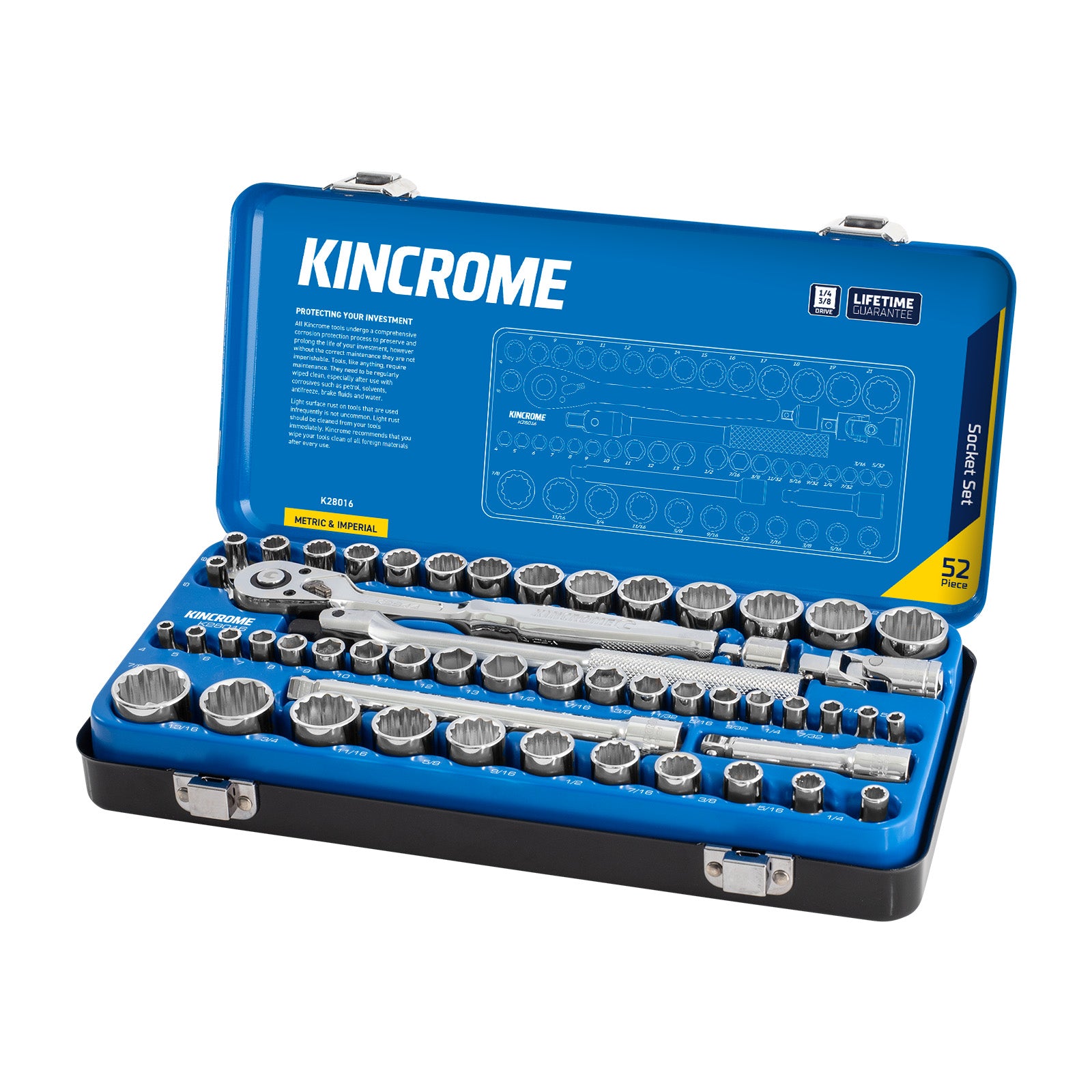KINCROME K28016 SOCKET SET 52 PIECE 1/4 AND 3/8